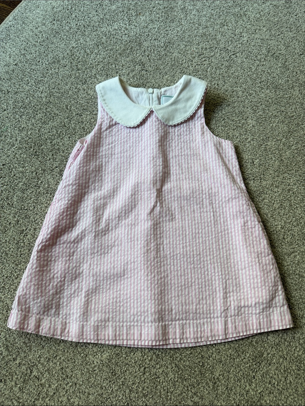 CPC Classic Prep Childrenswear Pink Seersucker Peter Pan Collar Dress for Girls